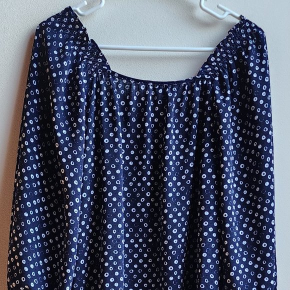 Adrienne Vittadini Blue/White Micro Print Blouse Size Large - Picture 15 of 16